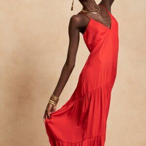 Banana Republic Tiered Silky Dress - Spicy Orange 18